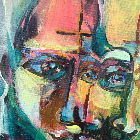 11x14” original artwork acrylic, oil pastels, pencil on canvas board signed - Picture 5 of 5